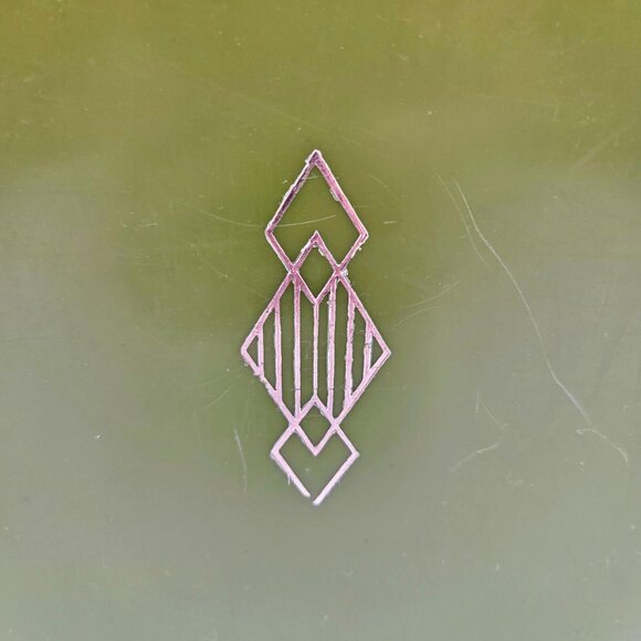 Vintage MCM Diamond Avocado Olive Green Plastic Wastebasket Garbage Trash Can - Picture 3 of 11